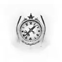 a clock with a sword went through it in the middle from the top tattoo design idea