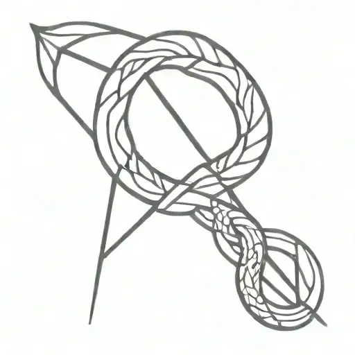straight  arrow with snake  tattoo design idea