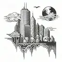  skyline gotham city tattoo design idea