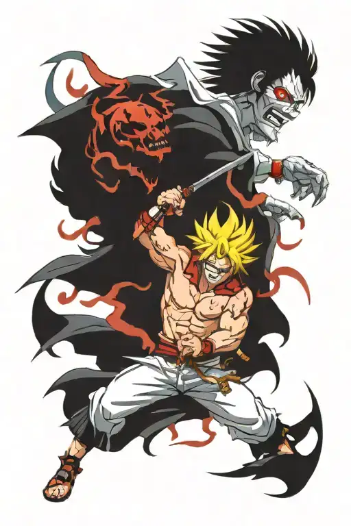 Rengoku vs Akaza Demon Salyer tattoo design idea