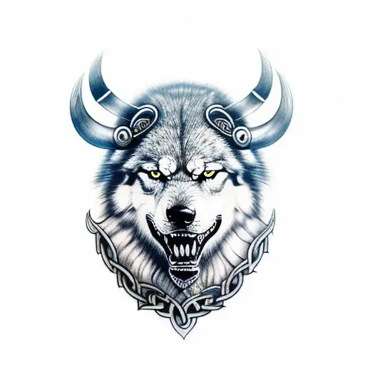 vikingo runa vikinga y lobo  tattoo design idea