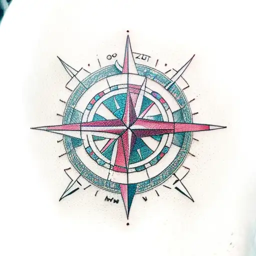 An old-fashioned compass surrounded by celestial constellations tattoo design idea