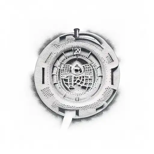 Create a dotwork tattoo of a classroom setting with hidden nu-metal lyrics and symbols related to the playa tattoo design idea