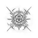 Combine elements of nu-metal album covers with educational symbols in a blackwork style tattoo tattoo design idea