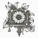 daisy in a guillotine tattoo design idea