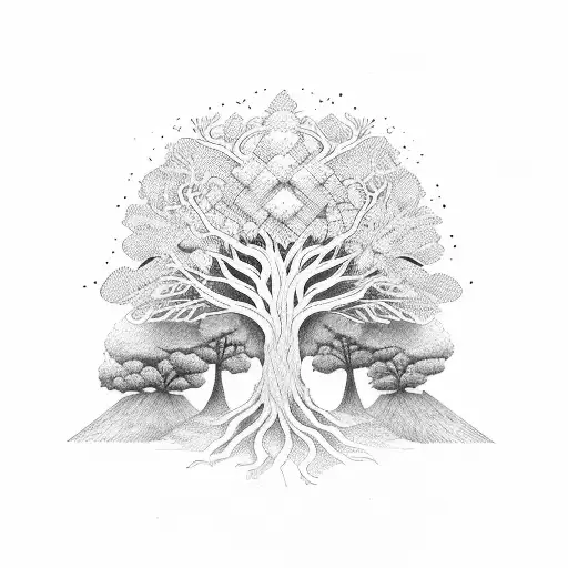 arbol con dos alas en vez de ramas tattoo design idea