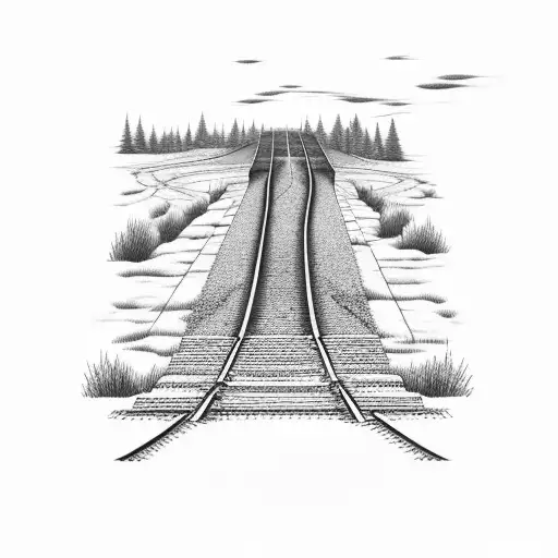 train tracks by a golf course  tattoo design idea