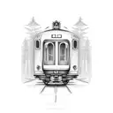train car on track tattoo design idea
