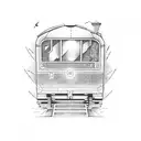 train car on track tattoo design idea