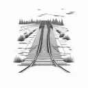 train tracks by a golf course  tattoo design idea