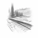 train tracks by a golf course  tattoo design idea