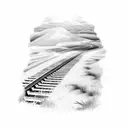 train tracks by a golf course  tattoo design idea