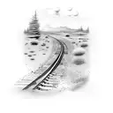 train tracks with dads name tattoo design idea