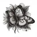 Tattoo: butterfly on forearm. Size: about 10 cm. Style: graphics / minimalism. Colors: black and white. Butterfly must tattoo design idea