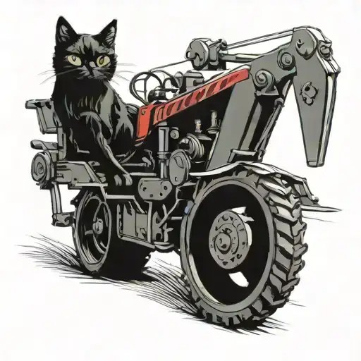 black cat angel, excavator, dozer, racing moto, alfa romeo tattoo design idea