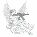 angel with ak 47 tattoo design idea
