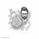 man with waves looking at a hands holding a plant and a blimp that says the world is mine  tattoo design idea