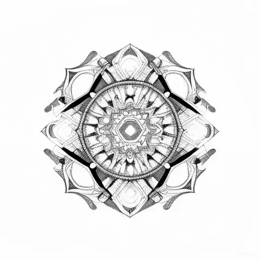 A mandala design with car parts integrated into the intricate patterns tattoo design idea