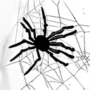 Spider hanging down in a messy web tattoo design idea