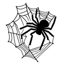 Spider hanging down in a messy web tattoo design idea