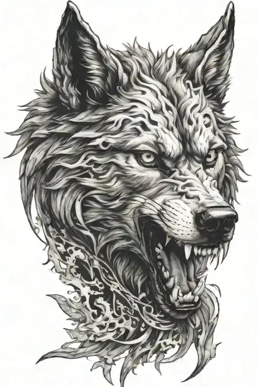 fenrir breaking free tattoo design idea