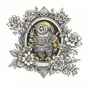 minions travle mountain frames flowers growing tattoo design idea