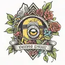 minions travle mountain frames flowers growing tattoo design idea