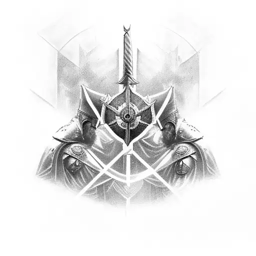 2 Templar knights. brotherhood. 2 warriors fighting addiction. friends.  tattoo design idea