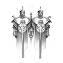 2 Templar knights. brotherhood tattoo design idea