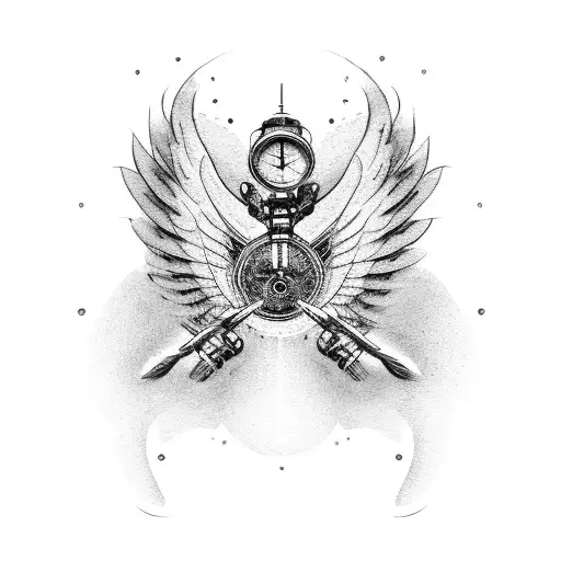 spoked motorcycle wheel with angel wings tattoo design idea