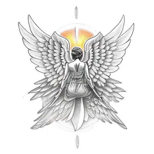 motorcycle with angel wings tattoo design idea