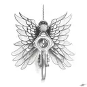 motorcycle wheel with wings  tattoo design idea
