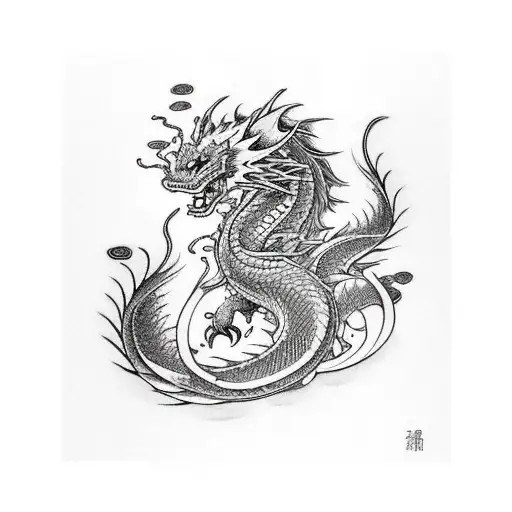 koi transformation into dragon tattoo design idea