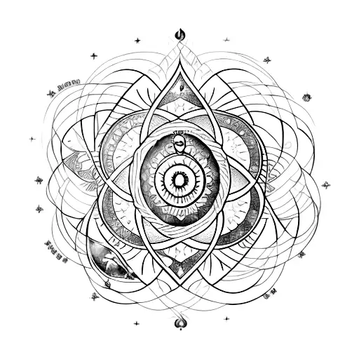 A tattoo of a mystical astrological symbol intertwined with a beautiful flower, representing the client's fascination with both astrology and nature. tattoo design idea