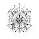 A tattoo of a mystical constellation merging with a dumbbell, symbolizing the client's passion for both mysticism and fitness. tattoo design idea