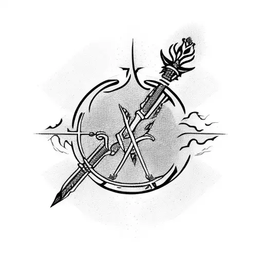 Saint Florian spear with medical and fire tattoo design idea