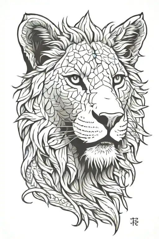 christian lion head tattoo design idea