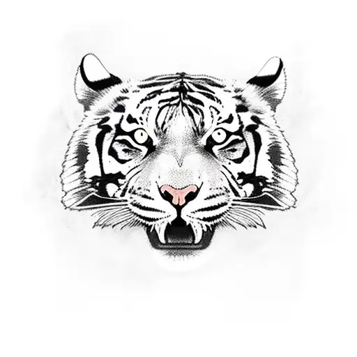 tennis ball in a fire looks like a tiger face tattoo design idea