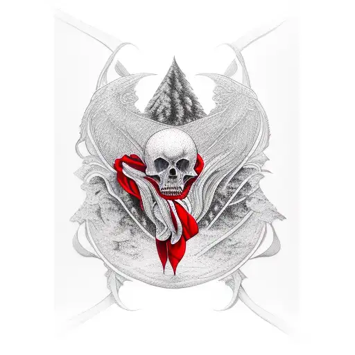 red scarf tattoo design idea