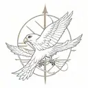 crown hawk cross tattoo design idea