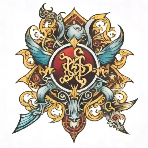 omega with all realms  tattoo design idea