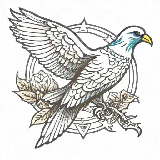 sudan outline with peace dove tattoo design idea