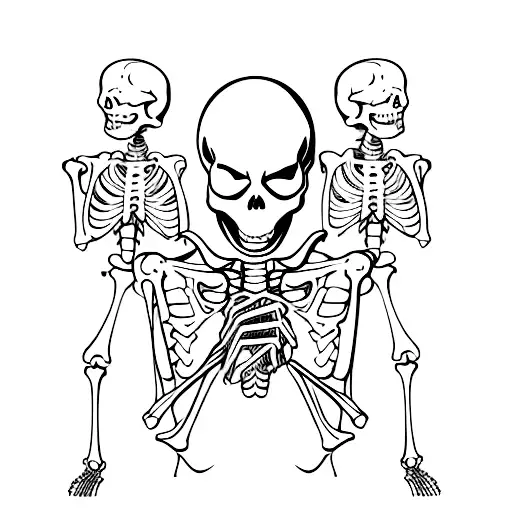 Skeleton playing a game tattoo design idea