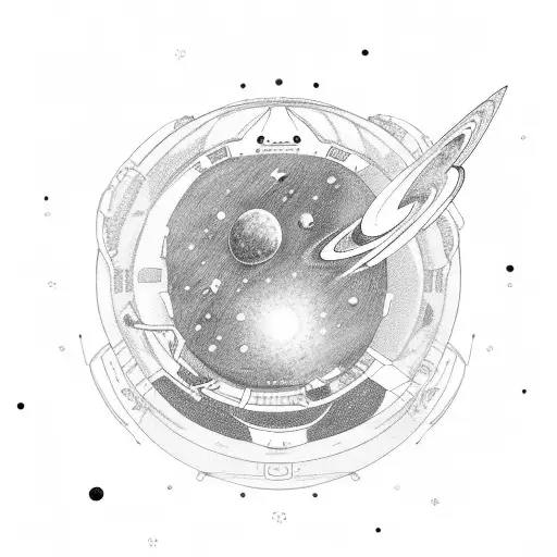 an astronaut exploring solar system in space tattoo design idea