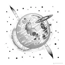 an astronaut exploring solar system in space tattoo design idea