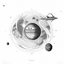 an astronaut exploring solar system in space tattoo design idea