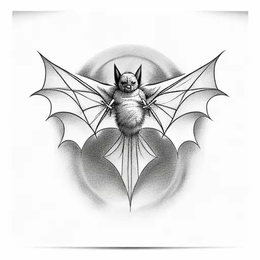 furry bat flying tattoo design idea