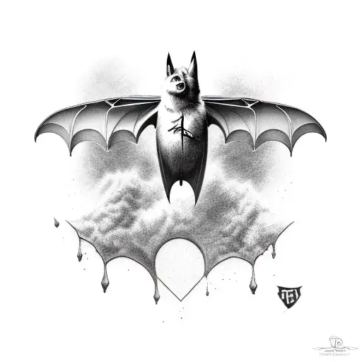 bat flying tattoo design idea