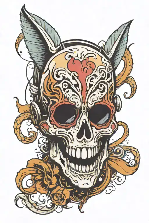 A unique cool and cute mask/figure from the (scream movies)  with heart sunglasses   tattoo design idea