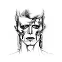 one line david bowie face with thunder tattoo design idea